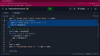Finding the maximum value in an array in C++