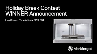 The Holiday Break - Winner Announcement
Who wants to win a printer? We asked you all to guess the strength of a Markforged-printed Onyx™ part reinforced with continuous fiber. After over 1200 submissions, its time for us to declare our winner.
Feel free to shout out any predictions or questions in the chat, but know that these are just for fun the official window for submitting guesses ended already.
If youre interested in learning more about Simulation by Markforged, click the link below to sign up for your free trial: https://bit.ly/3FzmZMi The Holiday Break - Winner Announcement