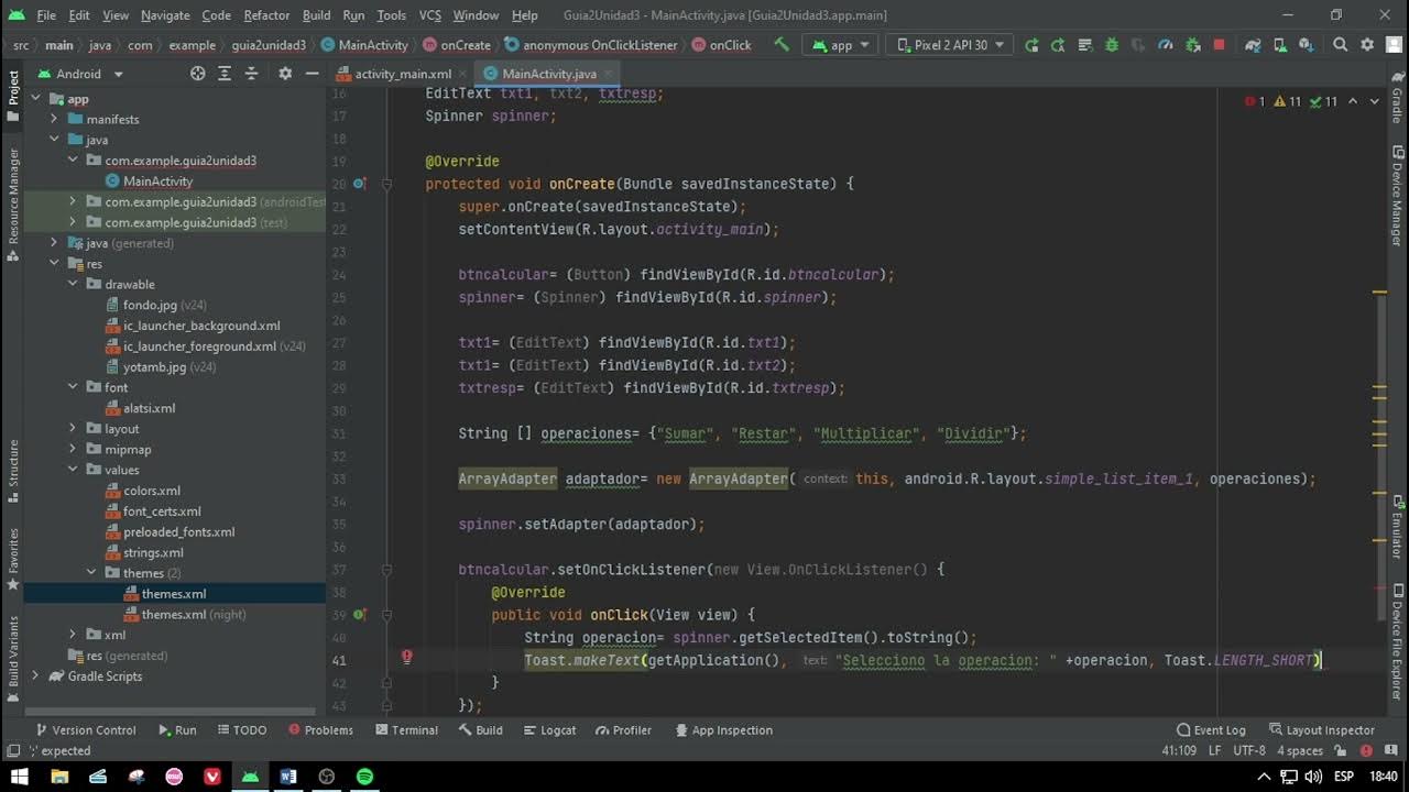 ANDROID STUDIO GUIA 2 || CALCULADORA CON SPINNER - YouTube