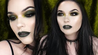 DARK GREEN Goth Grunge  Makeup Tutorial