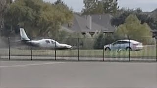 Plane Hits Car After Overrunning Runway