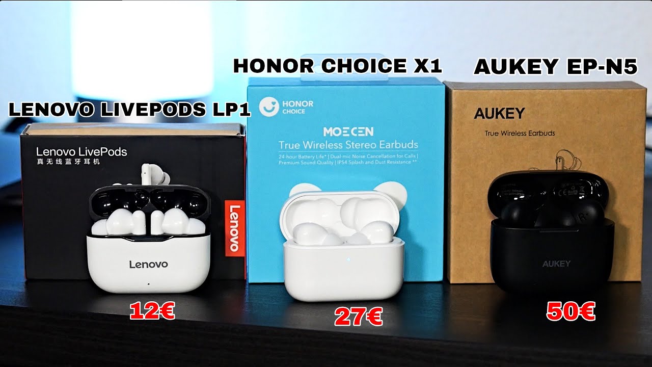 3 Auriculares Económicos y Recomendables 🎧 Lenovo LivePods LP1 + Honor  Choice X1 + AUKEY EP-N5 - YouTube
