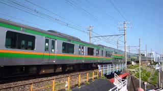 [FHD]E233系3000番台　E02編成+E52編成　早川駅近くの歩道橋にて