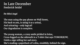 Frederick Seidel Reads His Poem In Late December, Published In The London Review Of Books