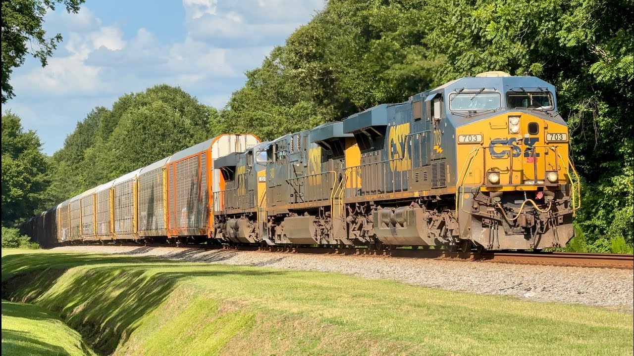 Huge Reroute CSX Autorack Trains on The South End Subdivision - YouTube