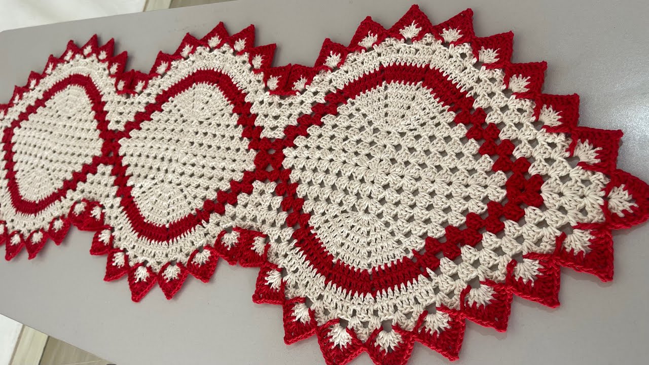 trilho de mesa em crochê sucesso folha nova versao passo a passo