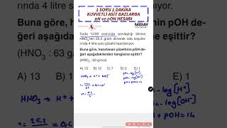 Kimya Ayt 1 Soru 1 Daki̇ka Kuvvetli Asit Bazlarda Ph Ve Poh Hesabı