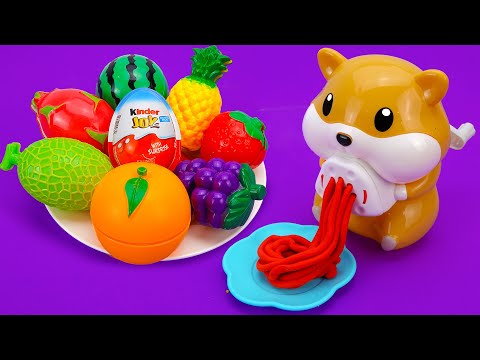 Satisfying Video l How To Make Playdoh Noddles with Surprise Egg & Fruit Cutting ASMR
