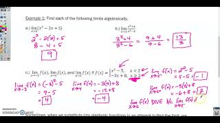 Section 1-6 Video 1- Determining Limits Using Algebraic Manipulation