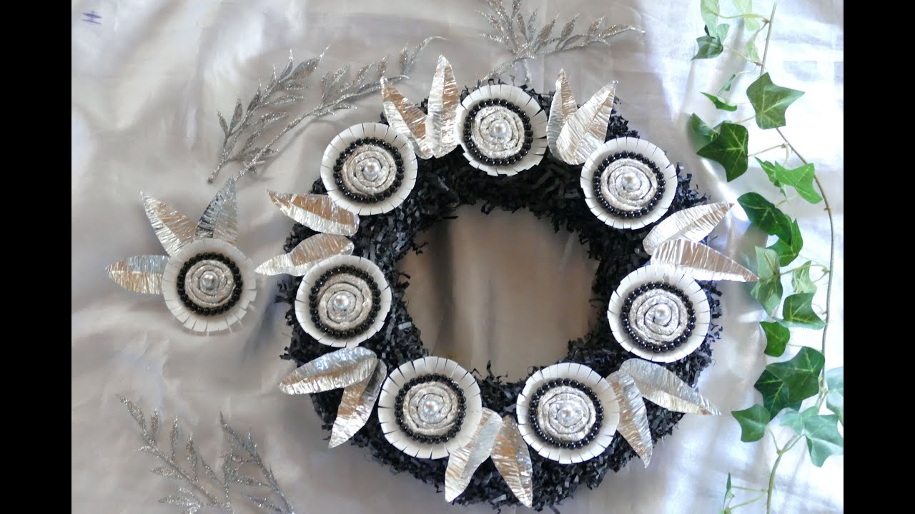 DIY edler Kranz mit Blüten–Tisch-, Tür- und Wanddeko–Geschenke basteln–DIY noble wreath with flowers