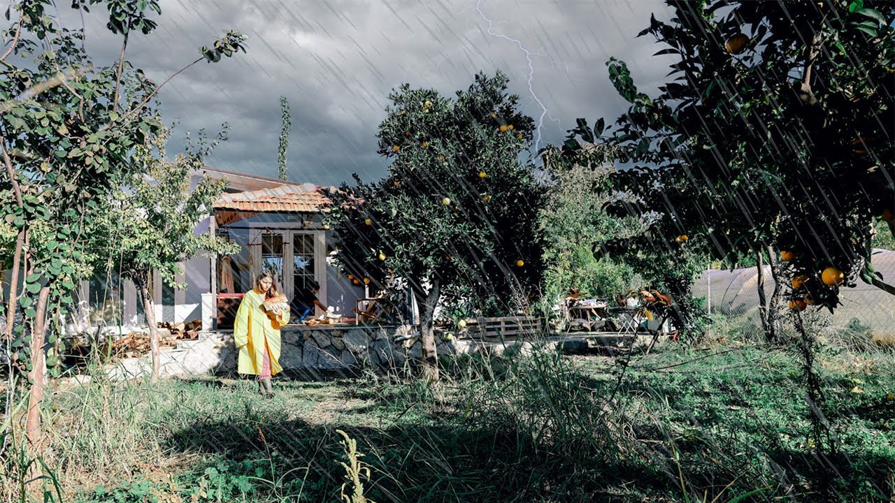 Медитативные часы под дождем | Приготовление пищи и отопление дровяной печью | Жизнь в деревне