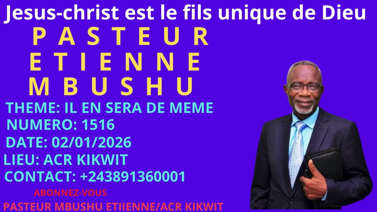 PRÉDICATION : 1516. IL EN SERA DE MÊME. 02.01.2026