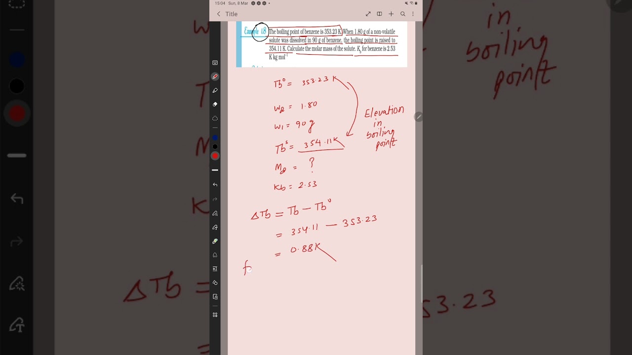 Пример 1.8. Температура кипения бензола составляет 353,23 К. Когда 1,80 г нелетучего растворенног...