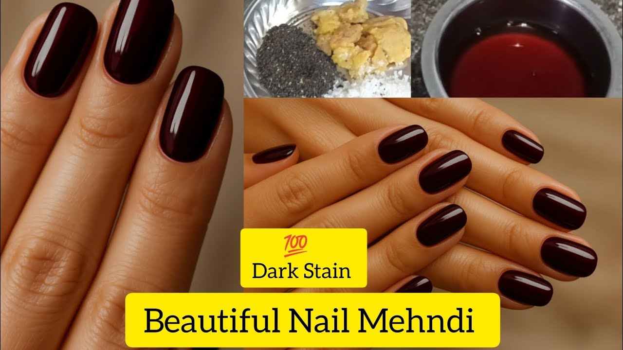 Ghar Par Banai Beautiful Nail Mehndi | Easy Dark Stain Mehndi 💅✨ #taslimavlog #youtube 