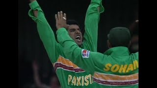 Waqar Younis 4 / 33(Hattrick) vs  New Zealand Mandela Trophy at East London, Dec 19 1994