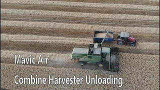 Combine Harvester Unloading from above - Mavic Air video