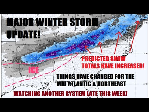 Major Winter storm update! Snow totals have increased! Heavy snow & ice ...