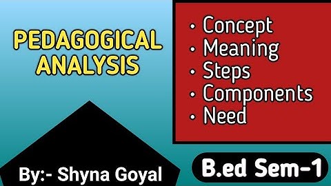 Pedagogical Analysis Meaning Steps Components Need|B.ed notes|For all Teaching Subjects|Shyna Goyal