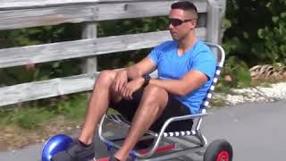 Very funny! Somebody turned a hoverboard into a go kart!