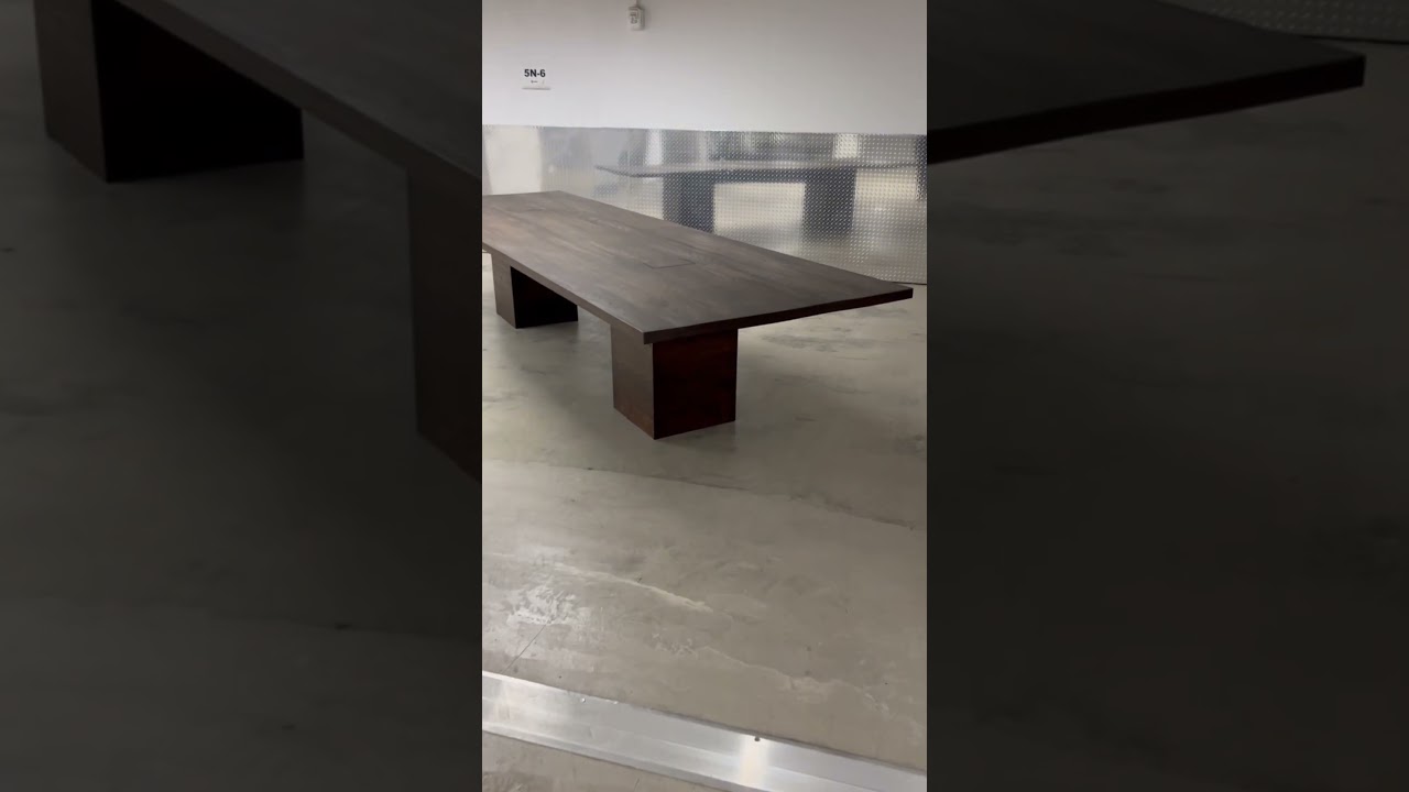 Smoke oak wood conference table. 
