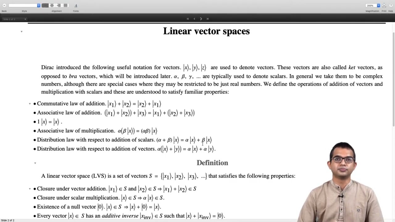 Linear vector spaces 