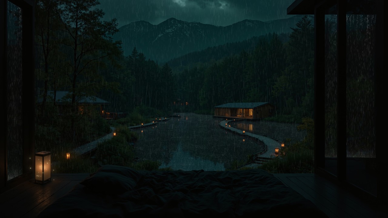 Тихий Дождь У Домика На Берегу Реки 🌧 | Спокойная Ночь Для Снятия Стресса И Борьбы С Бессонницей