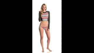 Oakley Women's Infinite Stripe Crop Long Sleeve Rashguard | SwimOutlet.com