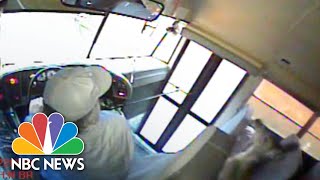 Camera Captures Moment Deer Crashes Through School Bus Windshield | NBC News NOW