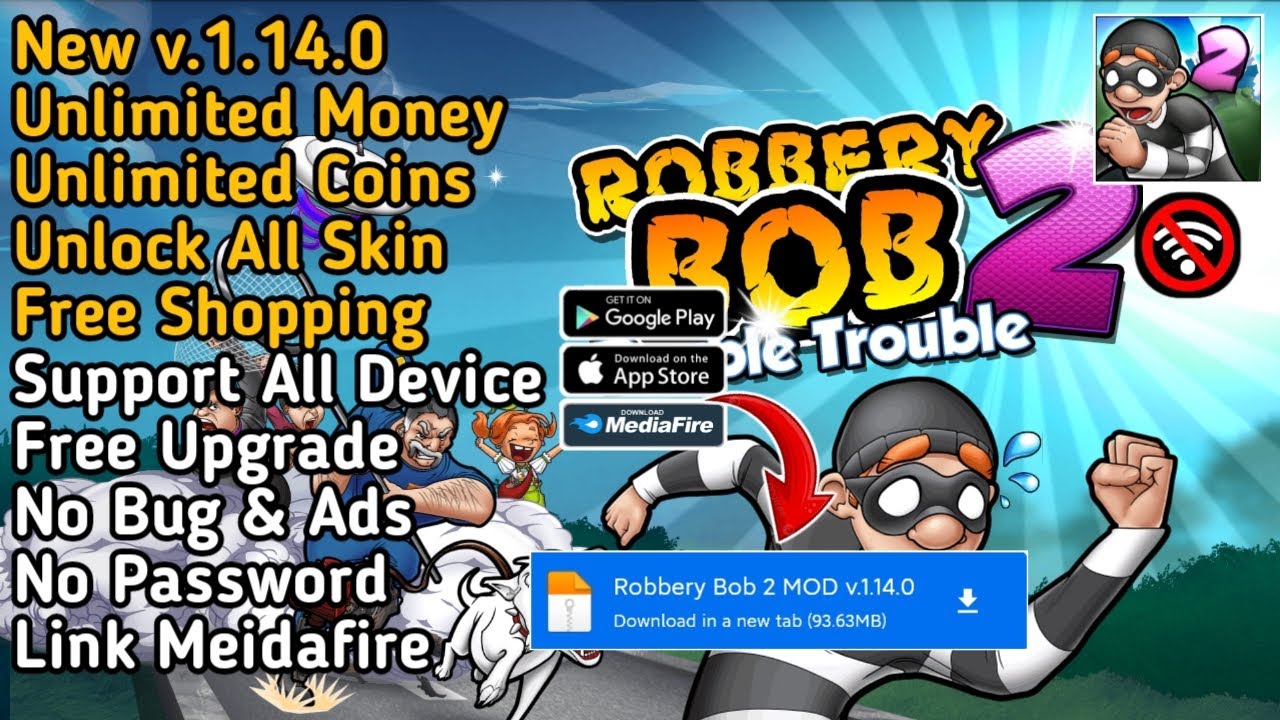 Robbery Bob 2 MOD TERBARUv.1.14.0Unlimited Money & Coin YouTube