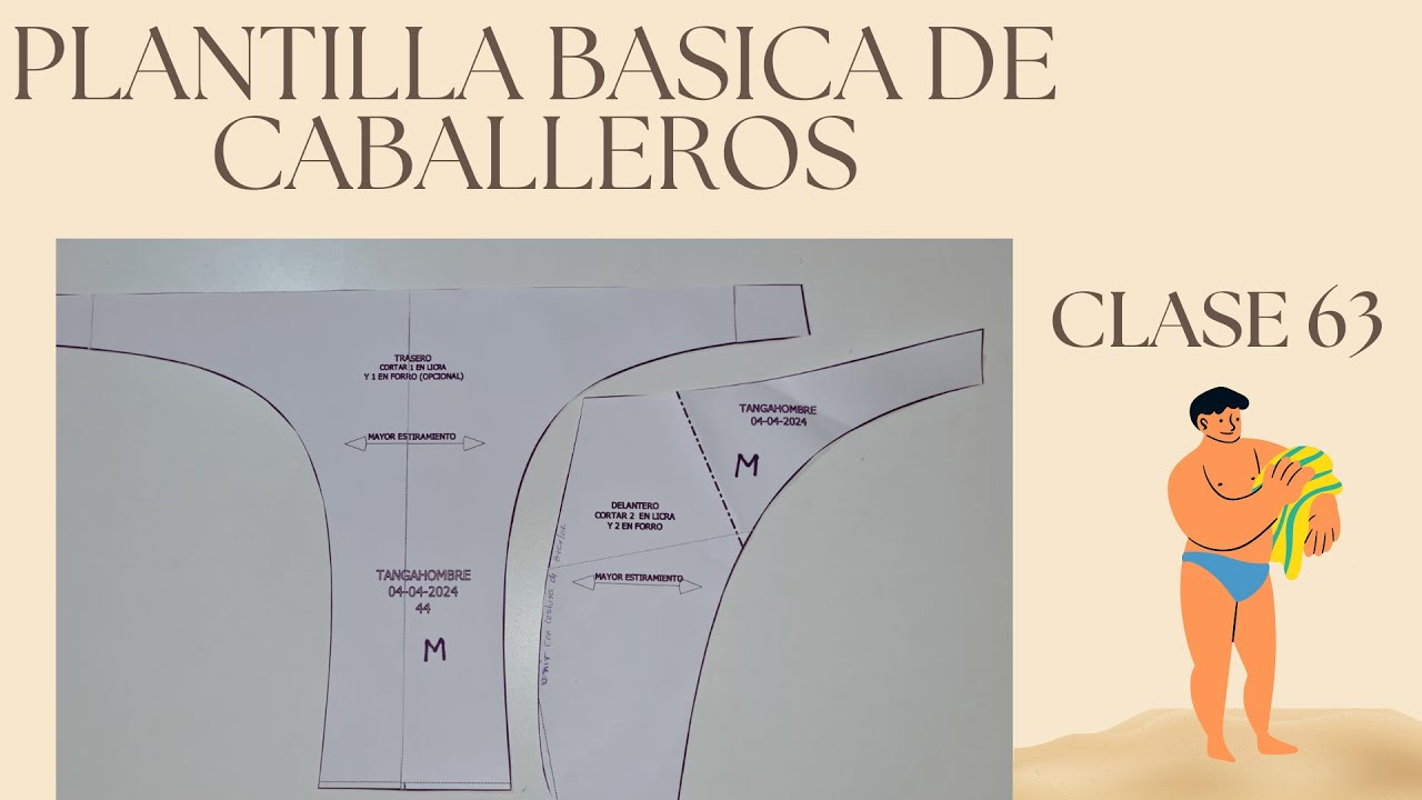 Plantilla basica de trajes de baño de caballero. CLASE 63