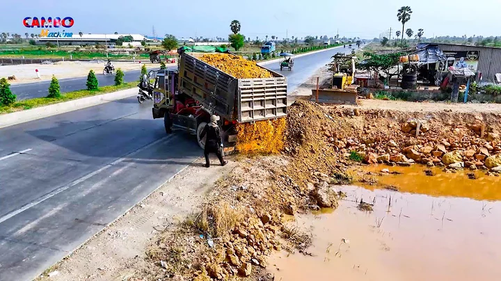 Interesting start new project by Expertly Technique Skill Team DozerKOMATSUD31P pushing soil filling