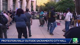 Protesters rally outside Sacramento City Hall