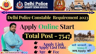 How To Apply Delhi Police Constable  Requirement 2023  Total Post  7547 delhi Police Constable