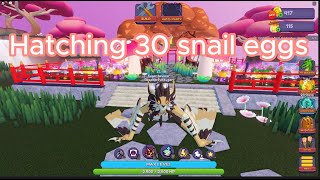 Hatching 30 snail eggs in Roblox Dragon Adventures!