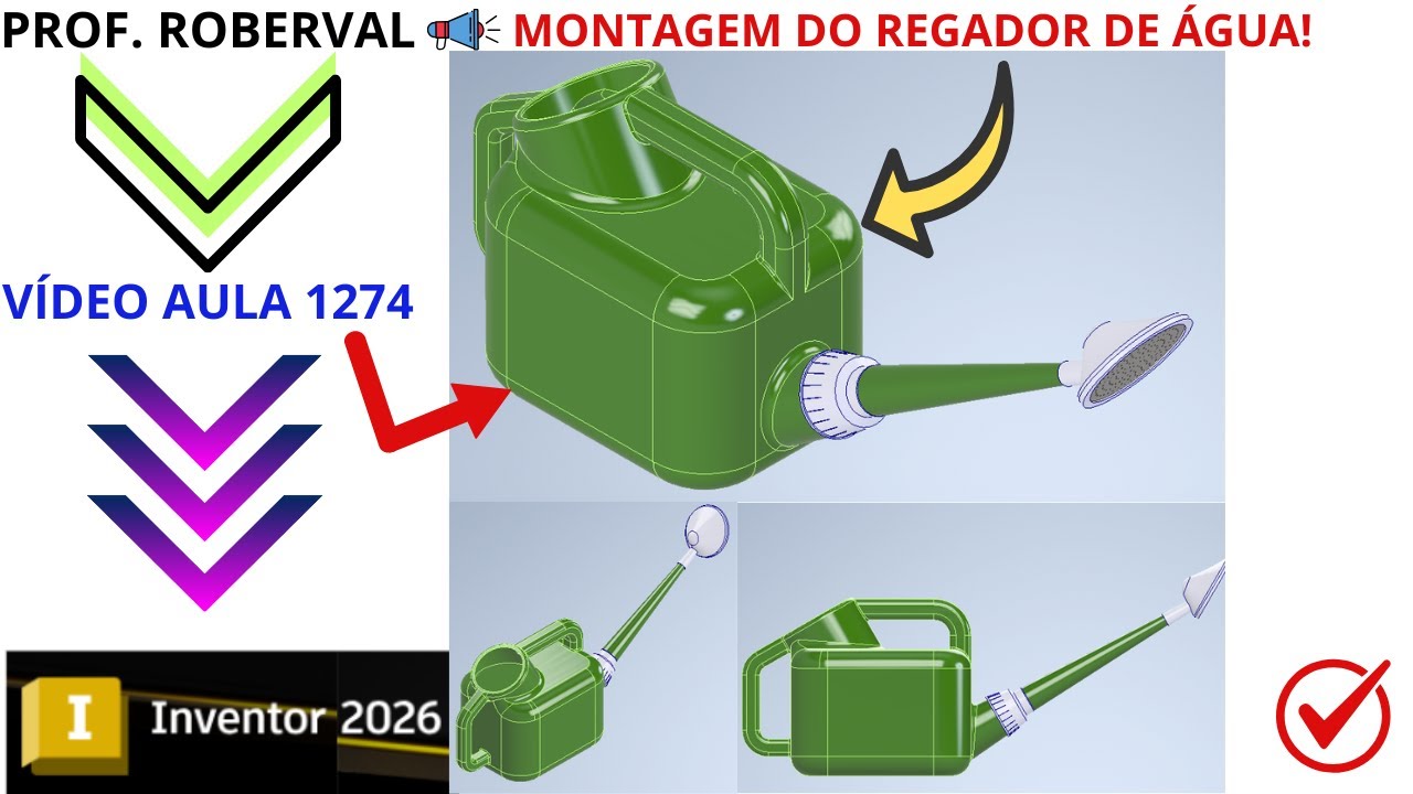 Aula 1274 - Montagem do Regador de Água para Plantas no Autodesk Inventor