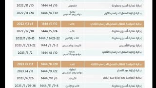 التقويم الدراسي 1444.. التفاصيل الكاملة لمواعيد الفصول والإجازات