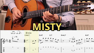 How to play: Misty - Jazz standard by Erroll Garner tabs + notation