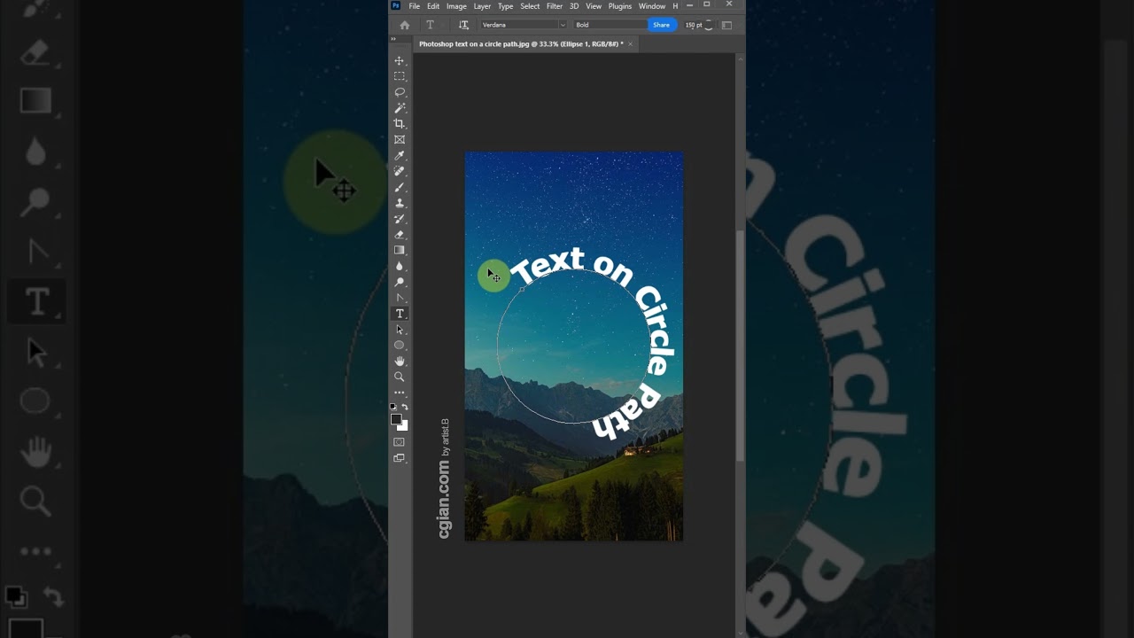 Photoshop text on circle path upside down tutorial 