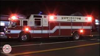 Newington FD Rescue 1 responding to a working chimney fire!