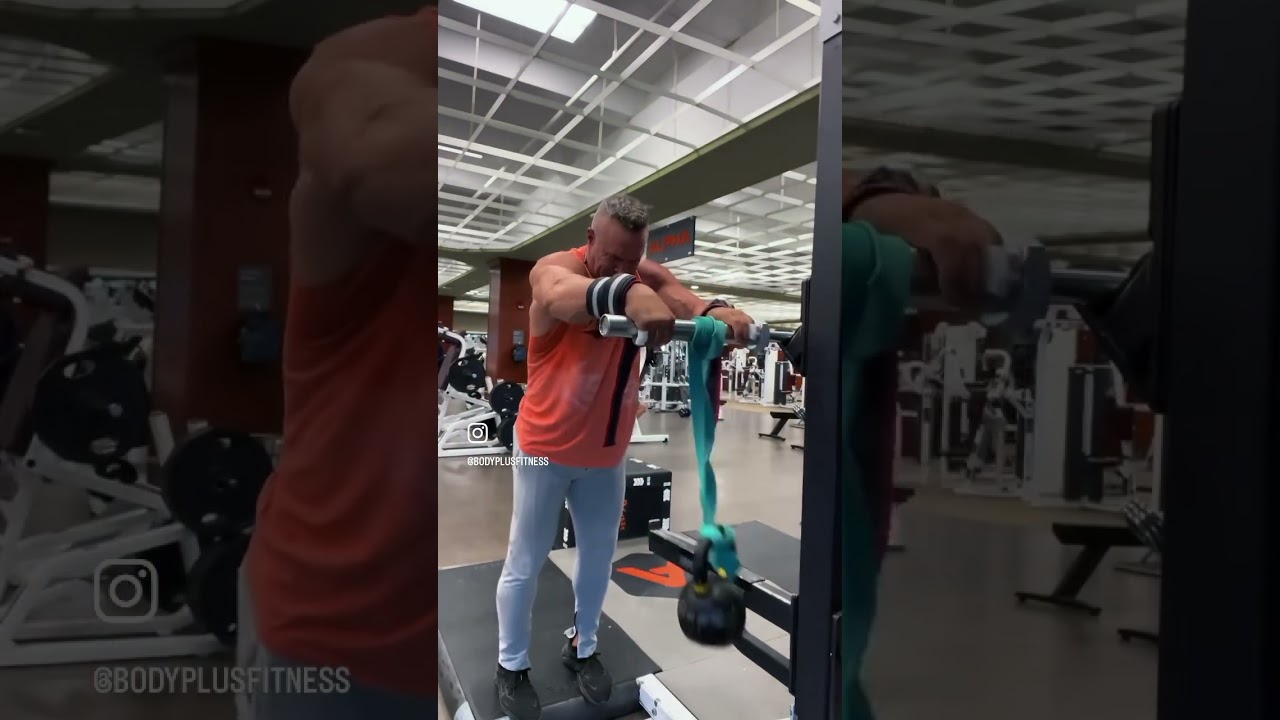 For an intense pumping your forms, try these barbell spins using a kettle bell and a heavy band