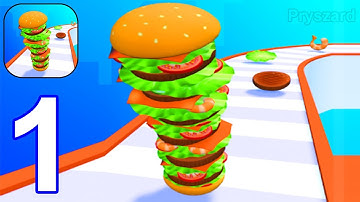 Burger Stack Runner 3D - Gameplay Walkthrough Part 1 Level 1-12 (iOS,Android Gameplay)