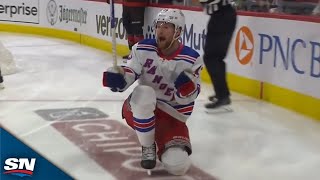 Rangers’ Alexis Lafreniere Beats Frederik Andersen From Behind Goal Line