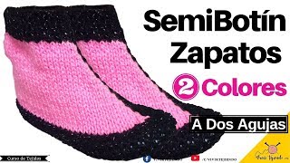 Zapato Semibotín de dos colores a dos agujas y palitos - Tejidos a dos  agujas y palillos - YouTube