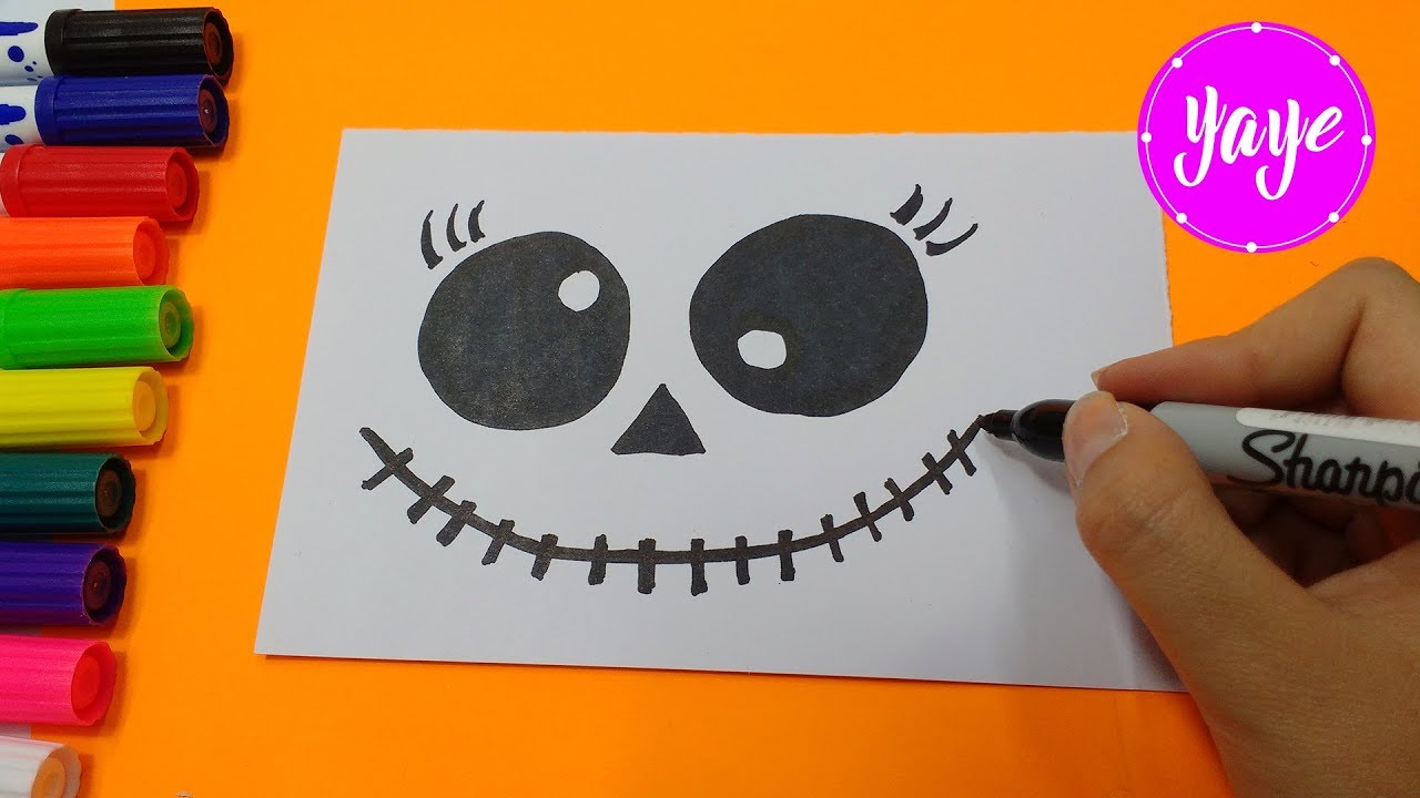 Dibujando y coloreando cara de halloween para niños/learn color/Yaye -  YouTube