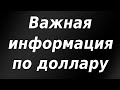 Важная информация по доллару,которую сейчас должен знать каждый.