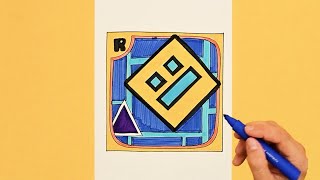 How to draw Geometry Dash Logo