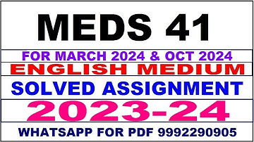 meds 41 solved assignment 2023-24 | meds 41 solved assignment in english 2024 | meds 41 2024