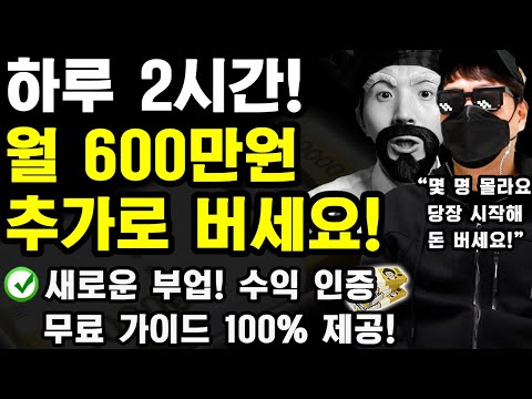 하루 2시간! 부업으로 집에서 월 600만원 돈버는 쇼킹한 방법! (수익 인증) 무료 영상 가이드 100% 제공! 지금 바로 따라해보세요! ft.데브런