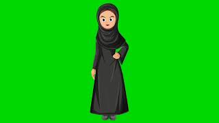 woman Muslim talks green screen