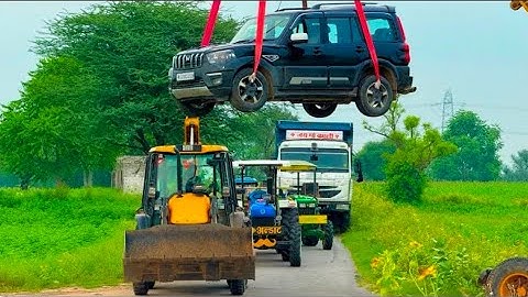 Jcb 3dx loading Mud in TATA Tippers Auto Tractors Swaraj 855 New Holland 3630 Tractor newjcb truck